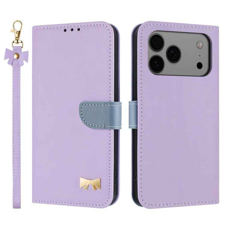 Metal Bow Leather Phone Case with Hand Strap