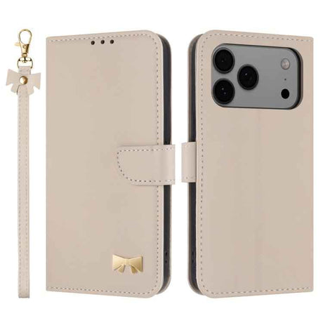 Metal Bow Leather Phone Case with Hand Strap