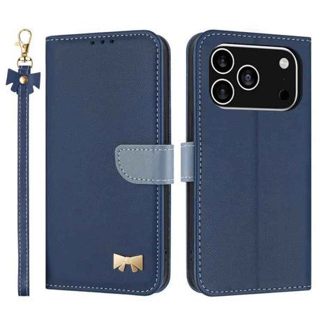 Metal Bow Leather Phone Case with Hand Strap
