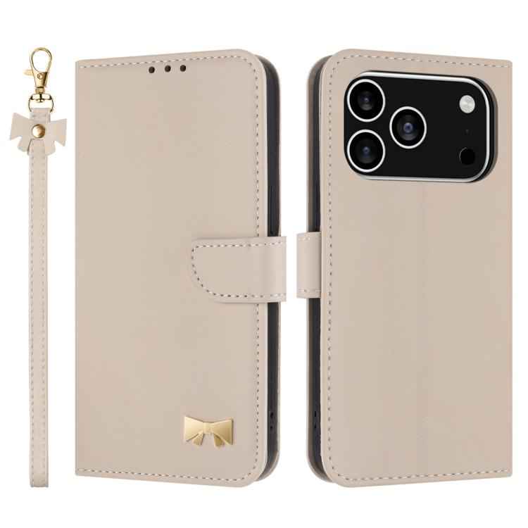 Metal Bow Leather Phone Case with Hand Strap