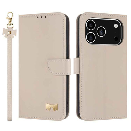 Metal Bow Leather Phone Case with Hand Strap