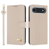 Metal Bow Leather Phone Case with Hand Strap