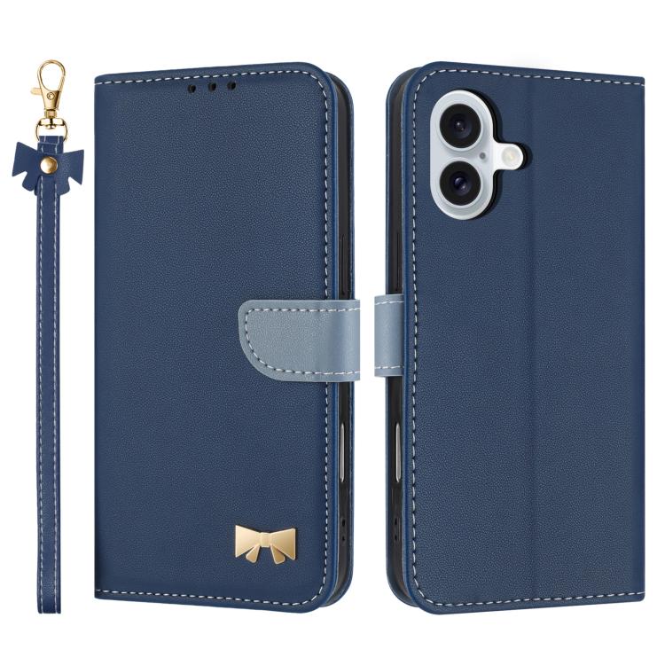 Metal Bow Leather Phone Case with Hand Strap