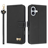 Metal Bow Leather Phone Case with Hand Strap