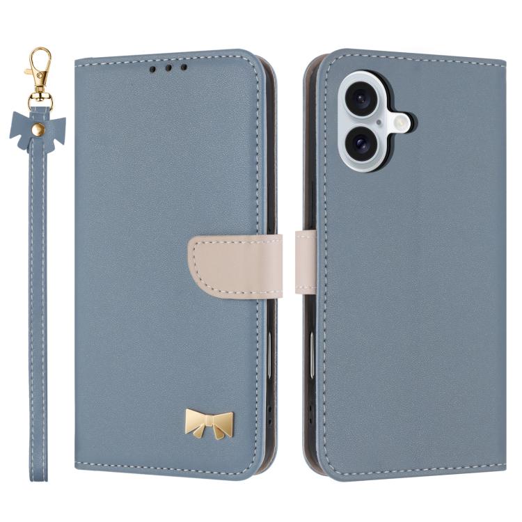 Metal Bow Leather Phone Case with Hand Strap