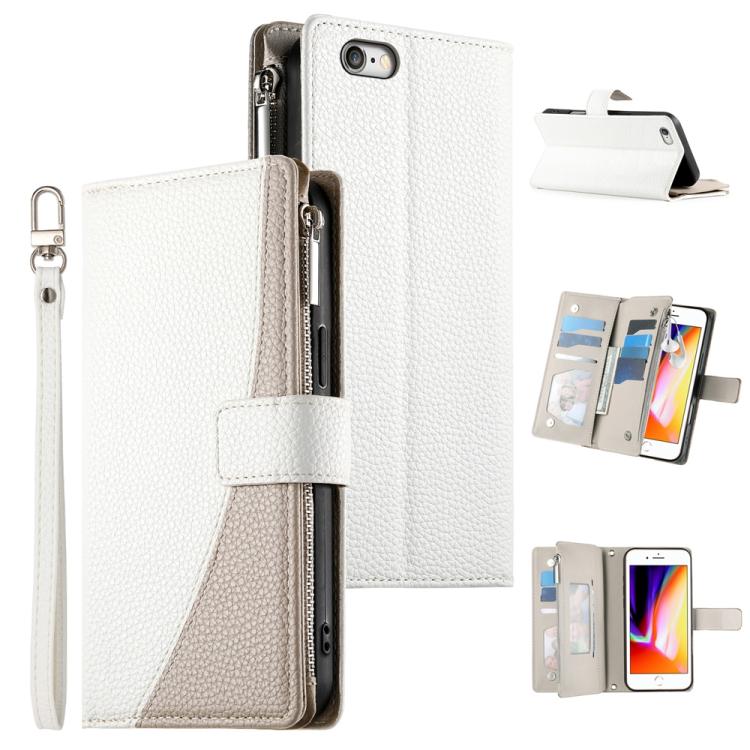 Stitching Multi-card Zipper Wallet Leather Phone Case with Short Strap