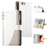 Stitching Multi-card Zipper Wallet Leather Phone Case with Short Strap