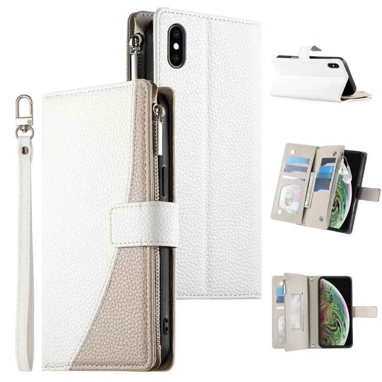 Stitching Multi-card Zipper Wallet Leather Phone Case with Short Strap