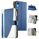 Stitching Multi-card Zipper Wallet Leather Phone Case with Short Strap