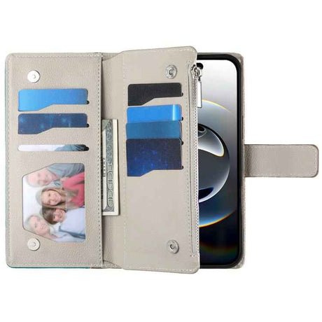 Stitching Multi-card Zipper Wallet Leather Phone Case with Short Strap