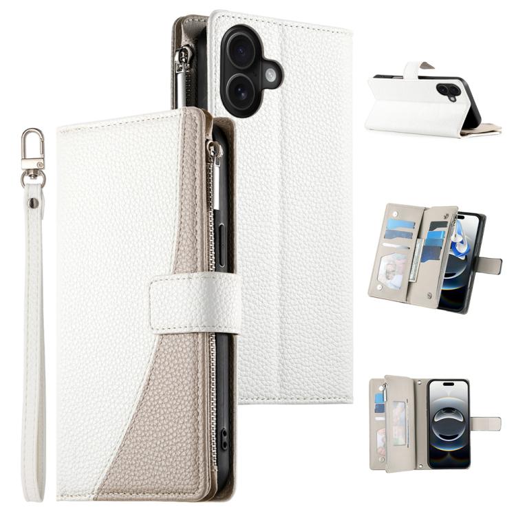 Stitching Multi-card Zipper Wallet Leather Phone Case with Short Strap
