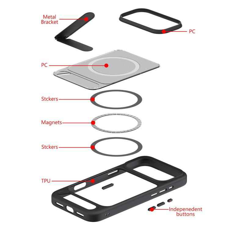 Kalebol MagSafe Invisible Tilt Holder PC Hybrid TPU Case
