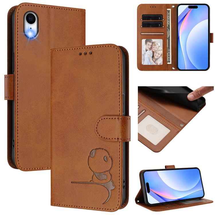 Litter Panda Embossing RFID Leather Phone Case with Lanyard