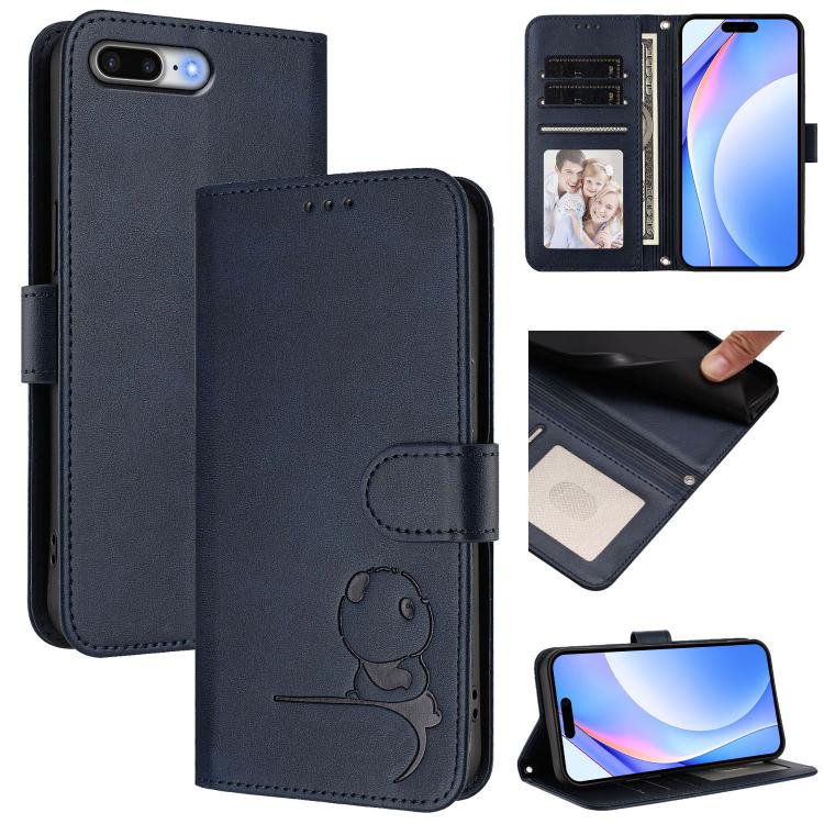 Litter Panda Embossing RFID Leather Phone Case with Lanyard