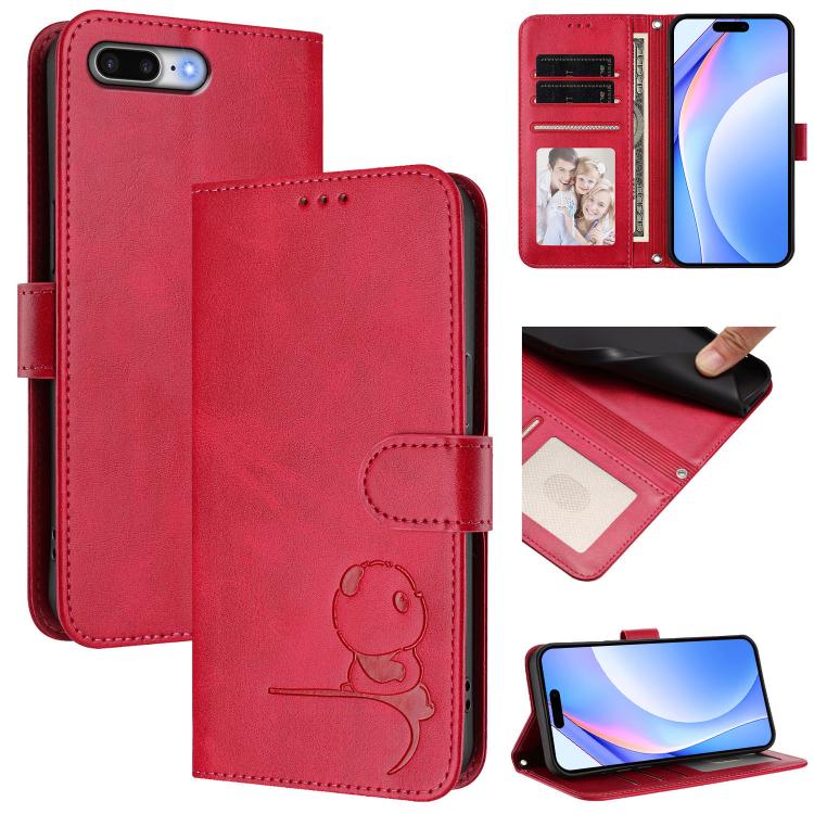 Litter Panda Embossing RFID Leather Phone Case with Lanyard