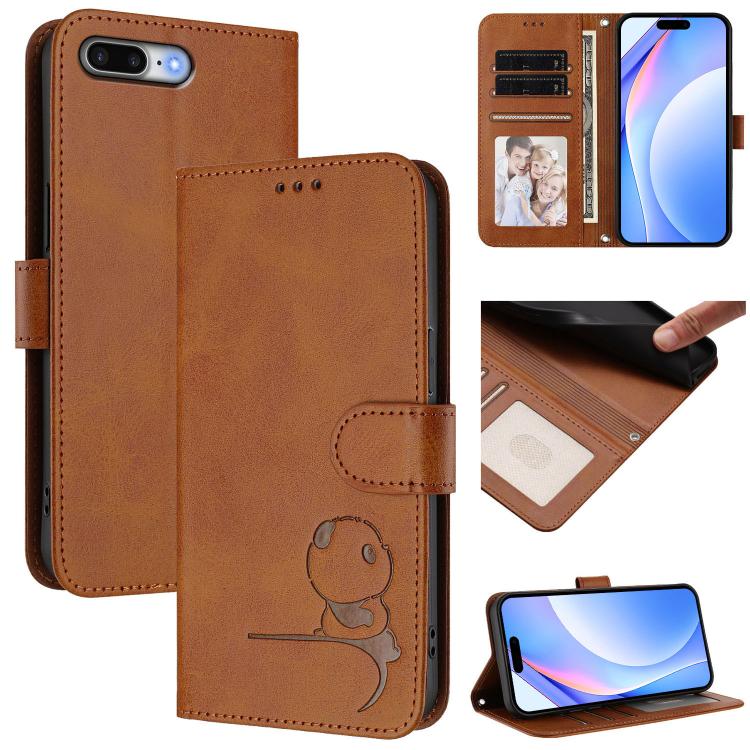 Litter Panda Embossing RFID Leather Phone Case with Lanyard