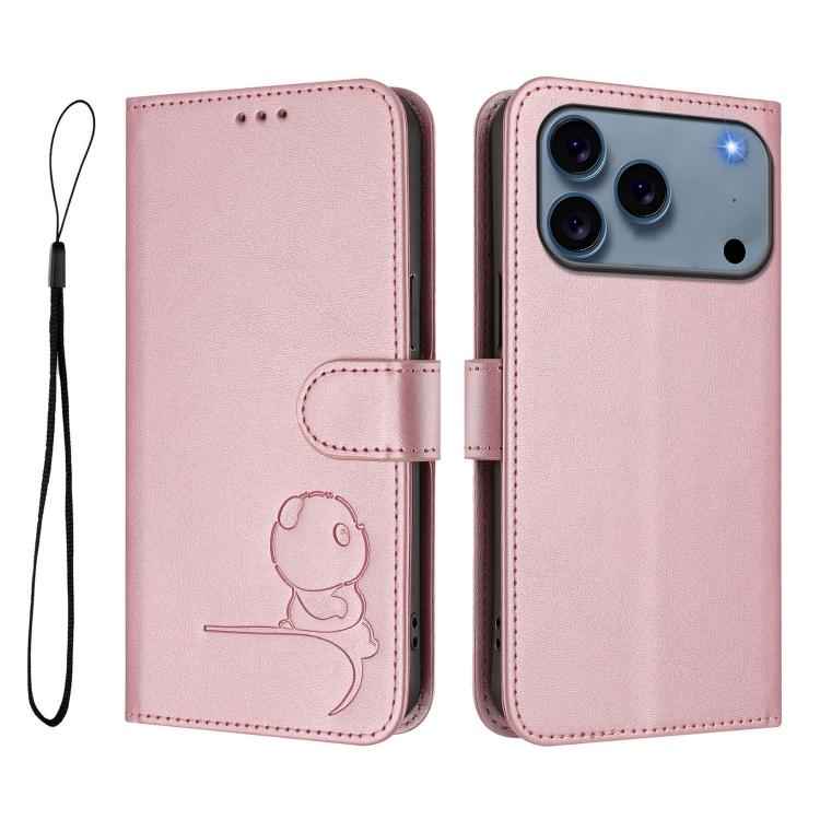 Litter Panda Embossing RFID Leather Phone Case with Lanyard