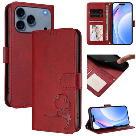 Litter Panda Embossing RFID Leather Phone Case with Lanyard