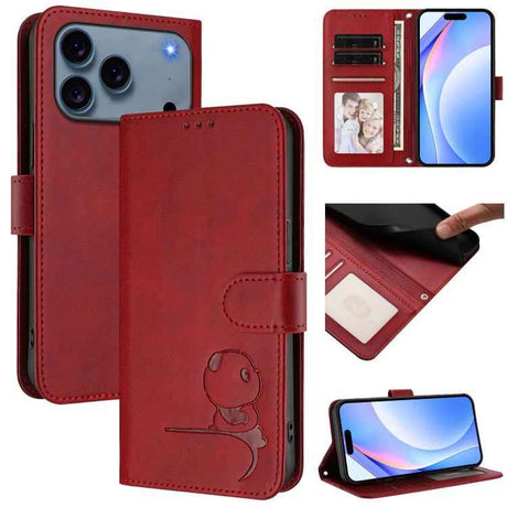 Litter Panda Embossing RFID Leather Phone Case with Lanyard