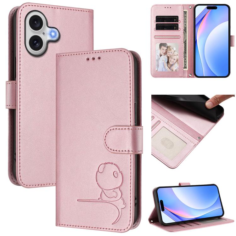 Litter Panda Embossing RFID Leather Phone Case with Lanyard