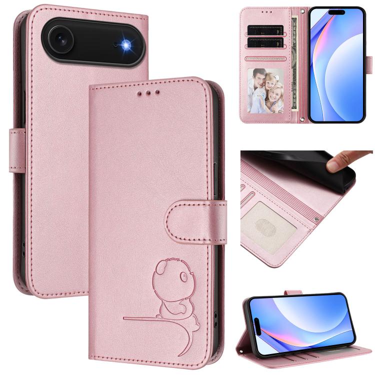 Litter Panda Embossing RFID Leather Phone Case with Lanyard