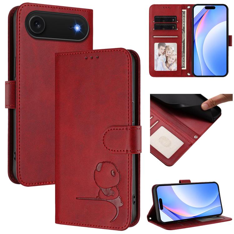 Litter Panda Embossing RFID Leather Phone Case with Lanyard