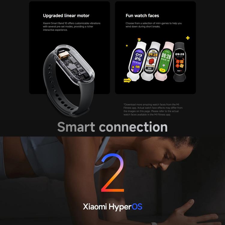 Original Xiaomi Smart Band 10, 1.72 inch AMOLED Screen 5ATM Waterproof Smart Watch, Support Blood Oxygen / Heart Rate Monitor, Smart Band 10 Black, Smart Band 10 Silver, Smart Band 10 Pink Gold