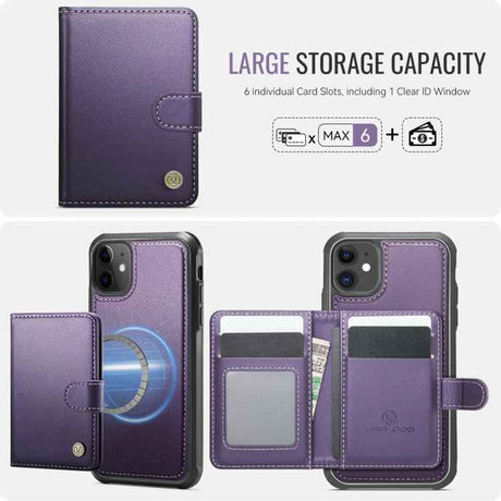 JEEHOOD J09 Buckle Card Bag MagSafe Magnetic Style RFID Leather Phone Case