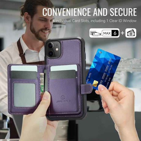 JEEHOOD J09 Buckle Card Bag MagSafe Magnetic Style RFID Leather Phone Case