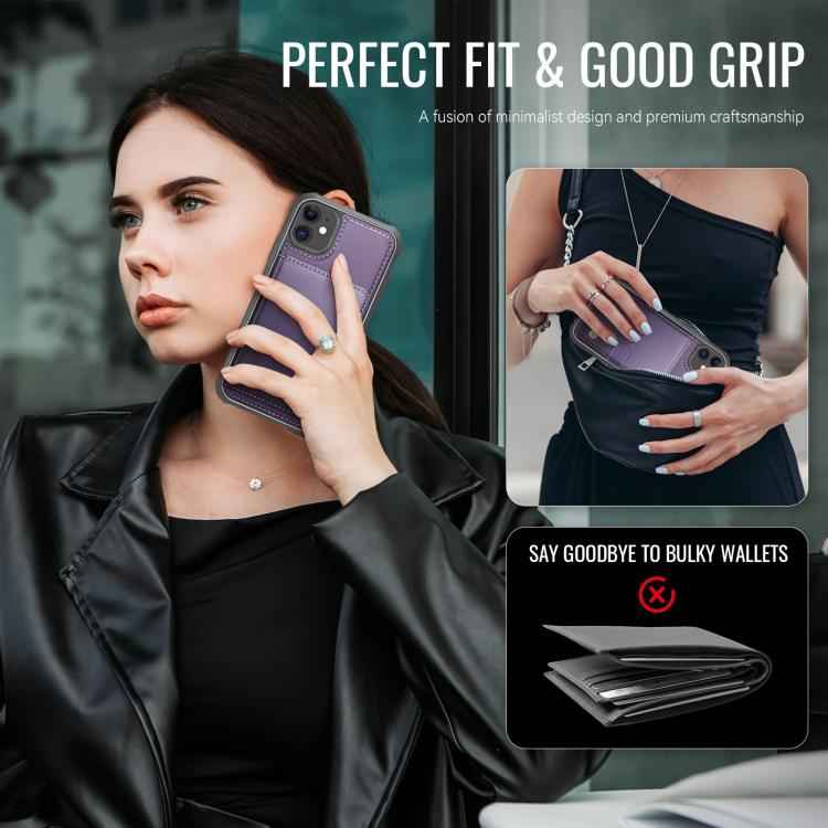 JEEHOOD J09 Buckle Card Bag MagSafe Magnetic Style RFID Leather Phone Case