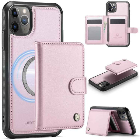JEEHOOD J09 Buckle Card Bag MagSafe Magnetic Style RFID Leather Phone Case
