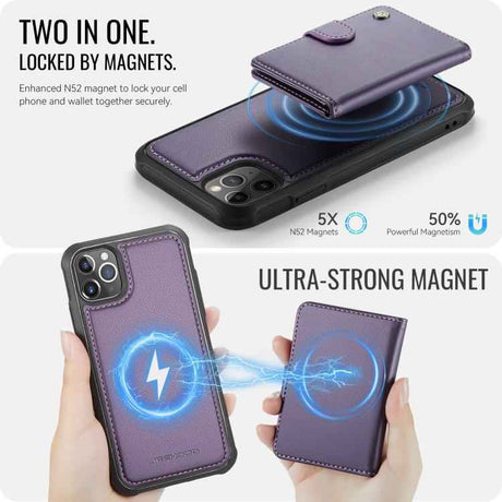 JEEHOOD J09 Buckle Card Bag MagSafe Magnetic Style RFID Leather Phone Case