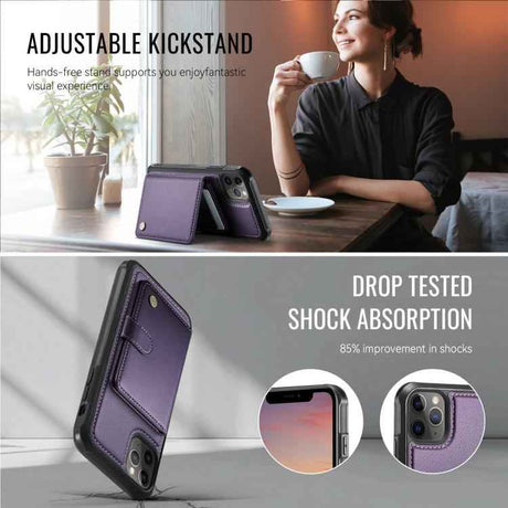 JEEHOOD J09 Buckle Card Bag MagSafe Magnetic Style RFID Leather Phone Case
