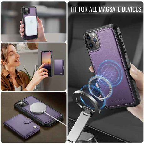 JEEHOOD J09 Buckle Card Bag MagSafe Magnetic Style RFID Leather Phone Case