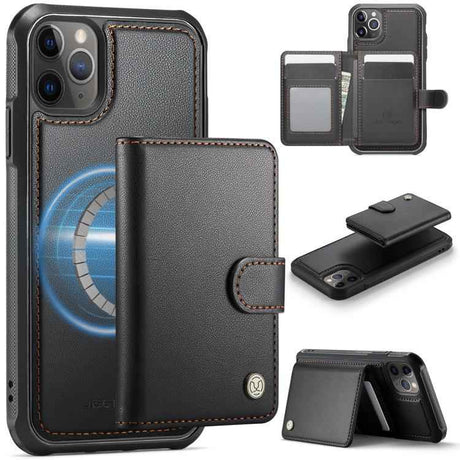 JEEHOOD J09 Buckle Card Bag MagSafe Magnetic Style RFID Leather Phone Case