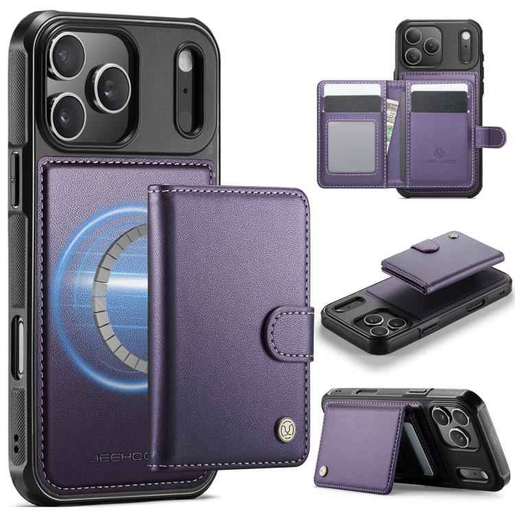 JEEHOOD J09 Buckle Card Bag MagSafe Magnetic Style RFID Leather Phone Case