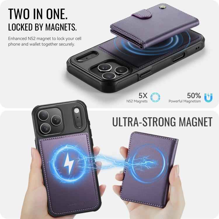 JEEHOOD J09 Buckle Card Bag MagSafe Magnetic Style RFID Leather Phone Case