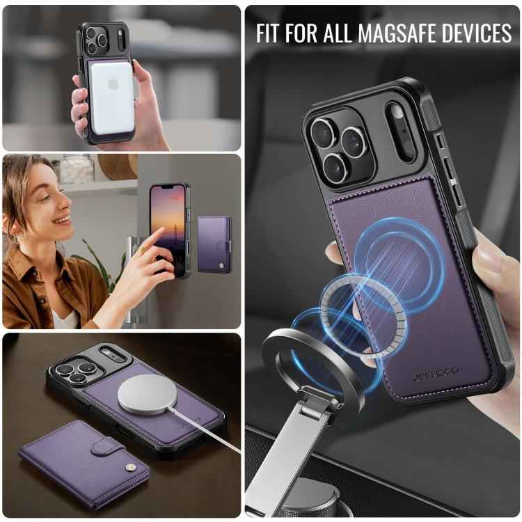 JEEHOOD J09 Buckle Card Bag MagSafe Magnetic Style RFID Leather Phone Case