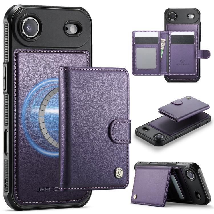 JEEHOOD J09 Buckle Card Bag MagSafe Magnetic Style RFID Leather Phone Case