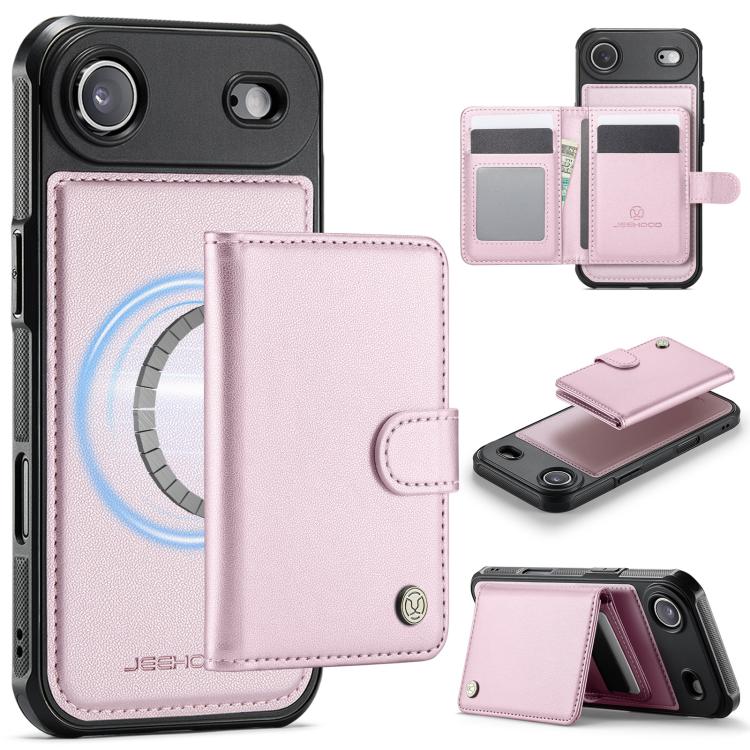 JEEHOOD J09 Buckle Card Bag MagSafe Magnetic Style RFID Leather Phone Case