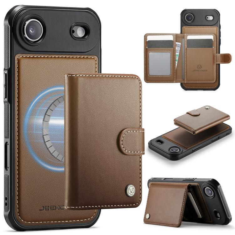 JEEHOOD J09 Buckle Card Bag MagSafe Magnetic Style RFID Leather Phone Case