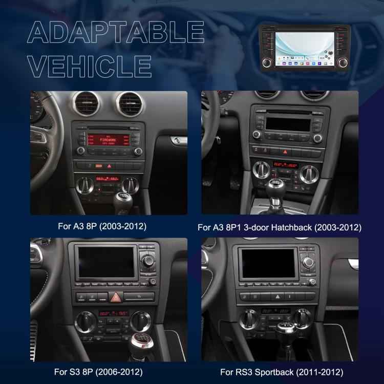 For Audi A3 8P 2003-2012 Android 15 7 inch Smart Central Control Car GPS Navigator Car MP5 Player, Standard+AHD+Microphone, Standard