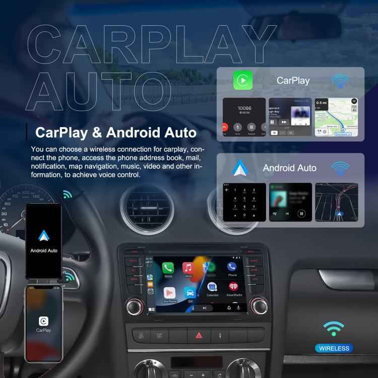 For Audi A3 8P 2003-2012 Android 15 7 inch Smart Central Control Car GPS Navigator Car MP5 Player, Standard+AHD+Microphone, Standard