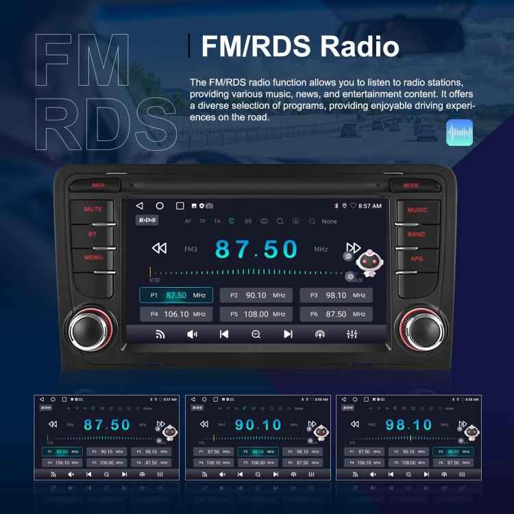 For Audi A3 8P 2003-2012 Android 15 7 inch Smart Central Control Car GPS Navigator Car MP5 Player, Standard+AHD+Microphone, Standard