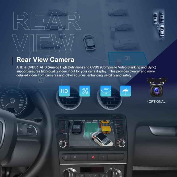For Audi A3 8P 2003-2012 Android 15 7 inch Smart Central Control Car GPS Navigator Car MP5 Player, Standard+AHD+Microphone, Standard