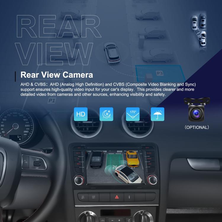 Para Audi A3 8P 2003-2012 Android 15 7 pulgadas Smart Central Control Car GPS Navigator Car MP5 Player, Estándar + AHD + Micrófono, Estándar