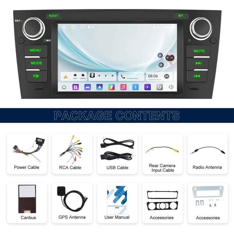 For BMW 3 Series E90 Android 15 7 inch Car CarPlay Car Navigation Reversing Image Integrated Machine, Standard, Standard+AHD+Microphone