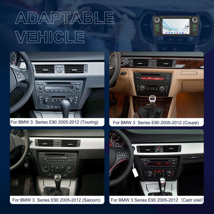 Para BMW Serie 3 E90 Android 15 7 pulgadas CarPlay Car Navigation Reversing Image Integrated Machine, Standard, Standard+AHD+Microphone
