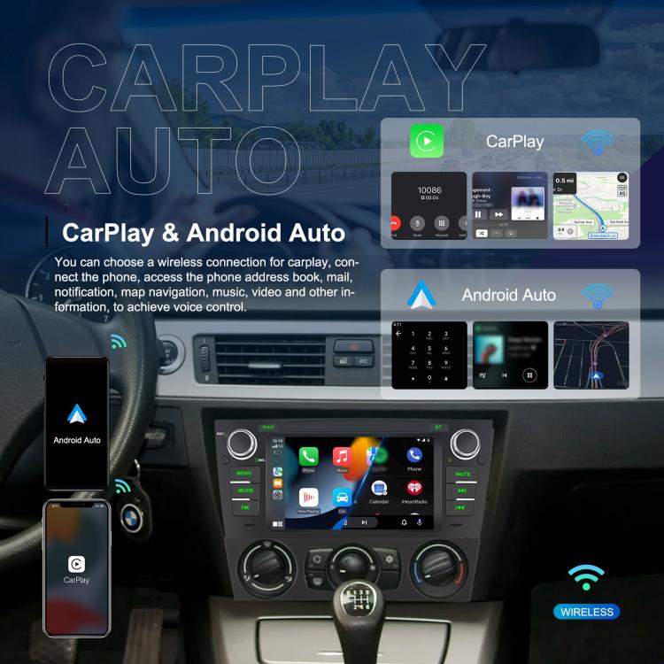 Para BMW Serie 3 E90 Android 15 7 pulgadas CarPlay Car Navigation Reversing Image Integrated Machine, Standard, Standard+AHD+Microphone