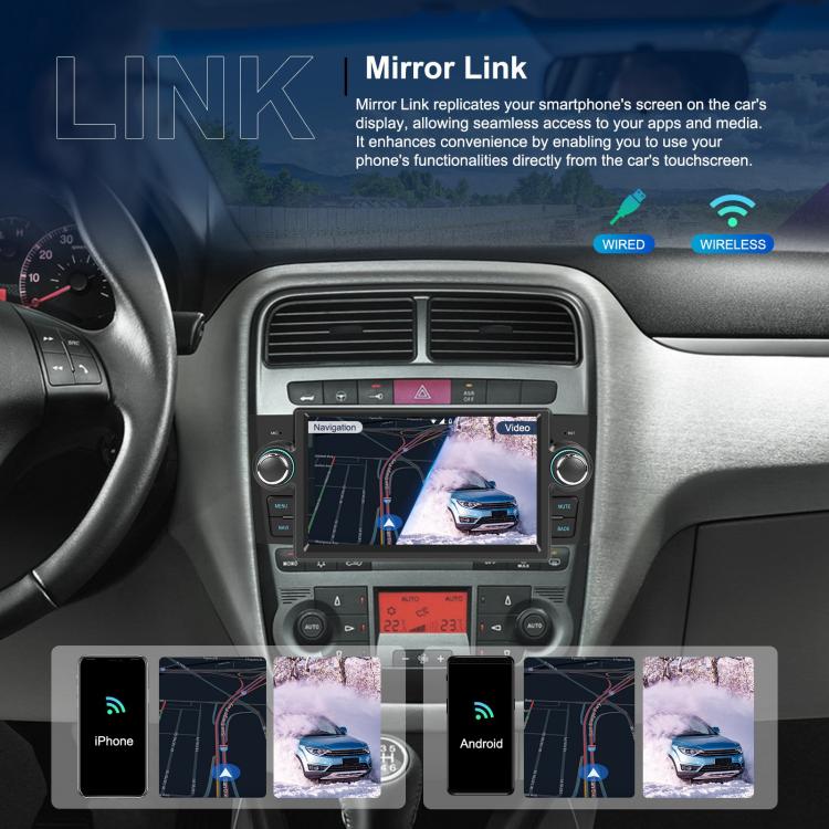 For Fiat Punto 2005-2009 Android 15 7 inch 2G+64G Car Central Control Audio Video Navigation, Standard, Standard+AHD+Microphone